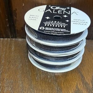 Offray Galena Metallic Ribbon - Blue, Lot of 4